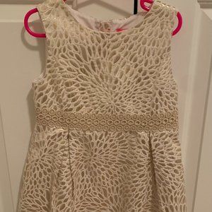 Lilly Pulitzer Girls Mini Clare Dress - Size 6 - Gold Metallic Brocade